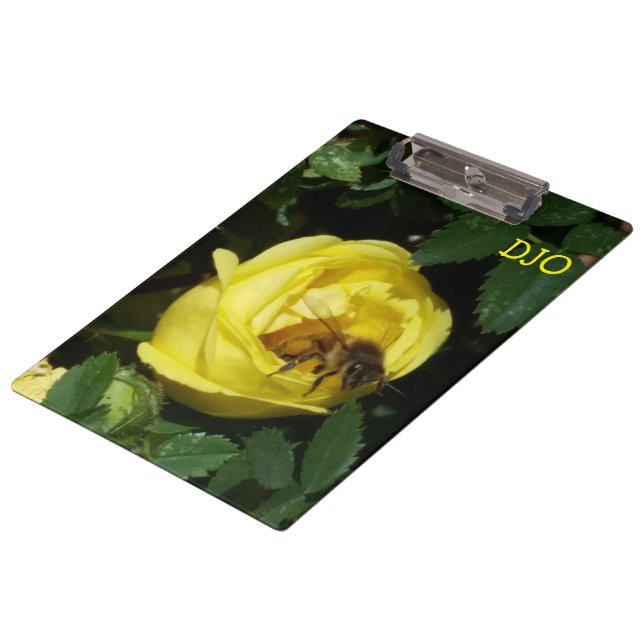 Porte-bloc Abeille de miel et rose jaune Deux côtés (Incliné)