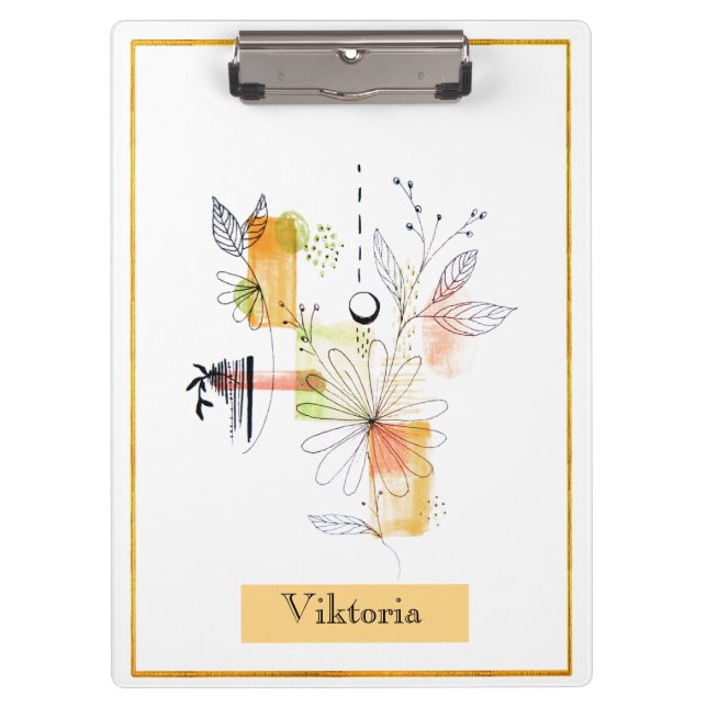 Porte-bloc Abstraction moderne Noir et orange (Devant)