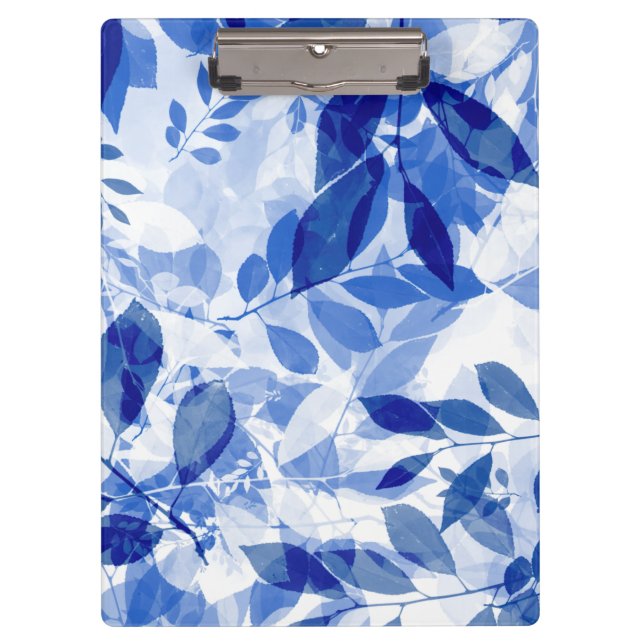 Porte-bloc Abstraits Feuilles bleu et blanc (Devant)