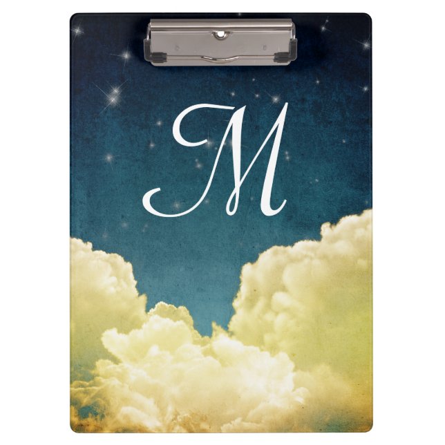 Porte-bloc Affichage céleste Étoiles Monogramme Carte clipart (Devant)