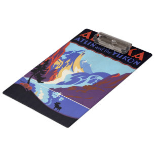 Porte-bloc Affiche de voyage vintage de l'Alaska, Atlin et le