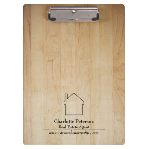 Porte-bloc Agent immobilier à fond en bois simple 