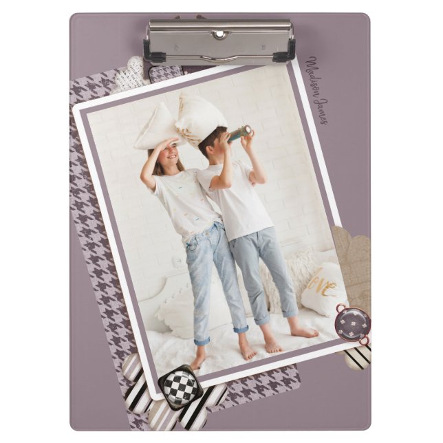 Porte-bloc Ajouter Votre Propre Photo Modern Girly Nom Person (Devant)