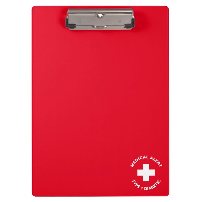 Porte-bloc Alerte Médicale personnalisée rouge diabétique (Devant)