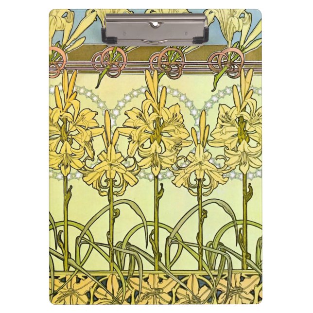 Porte-bloc Alfonse Mucha Art Nouveau Lily motif floral (Devant)