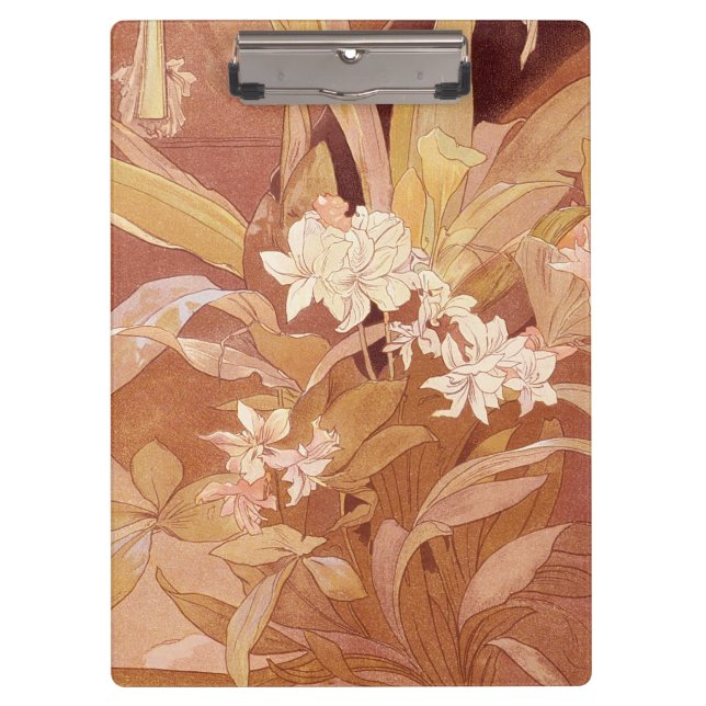 Porte-bloc Alphonse Mucha Art Nouveau Détail floral (Devant)