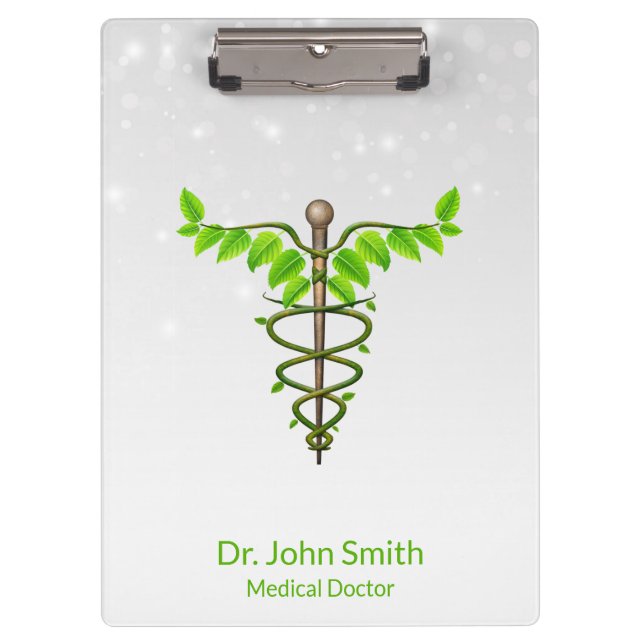 Porte-bloc Alternative Médicale Caduceus Vert Feuilles Blanc (Devant)