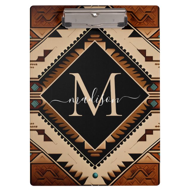 Porte-bloc Amérindien Culture Boho Style Monogramme (Devant)