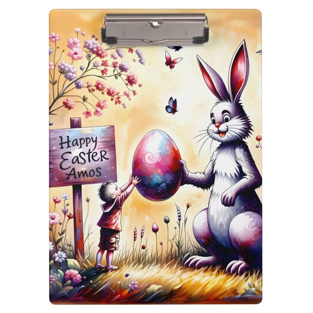 Porte-bloc AMOS ~ HAPPY EASTER ~ Bunny et Amos ~ (Devant)