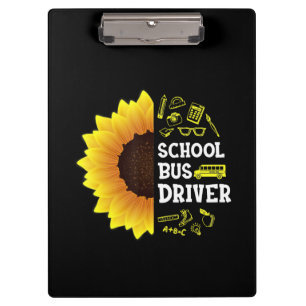 Porte-bloc amusant chauffeur de bus de l'école de tournesol 