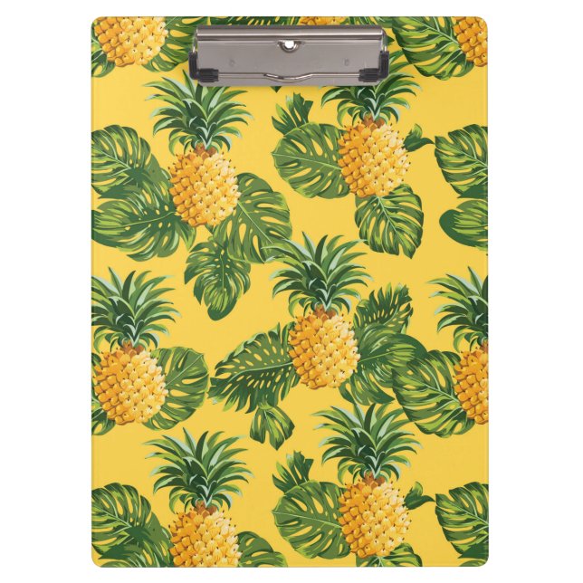 Porte-bloc Ananas et feuille tropical sur l'or (Devant)