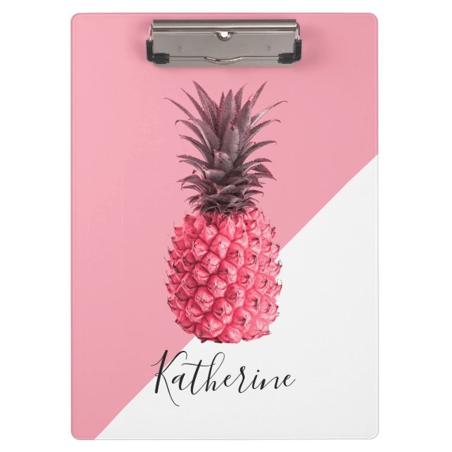 Porte-bloc Ananas rose et blanc tropical girly mignon (Devant)