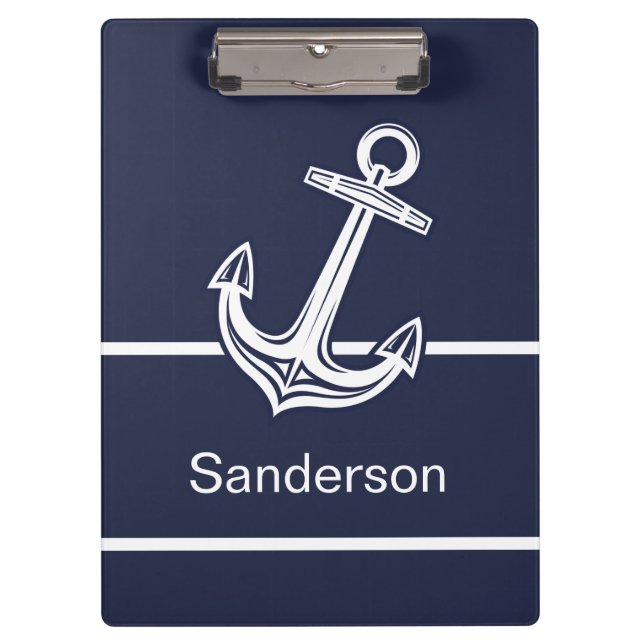 Porte-bloc Ancre marine personnalisée Océan bleu marine (Devant)