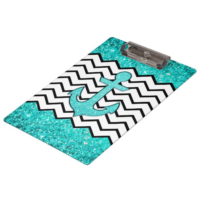 Porte-bloc Ancre turquoise et chevron de parties (Incliné)
