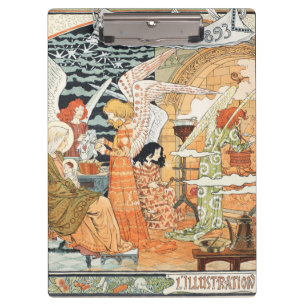 Porte-bloc Anges de Noël et Madone Art Nouveau vintage