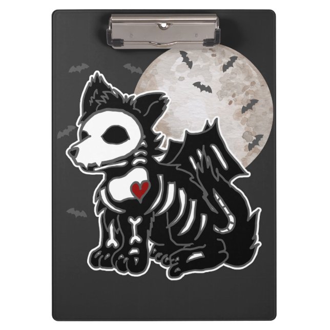 Porte-bloc Anime Wolf Emo Goth Edgy Skeleton Halloween Chien  (Devant)