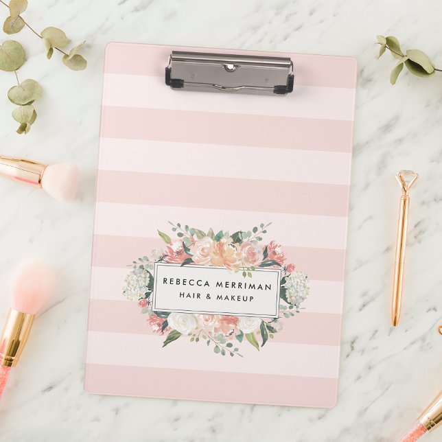 Porte-bloc Antique Floral Blush Pink Stripe (Créateur téléchargé)