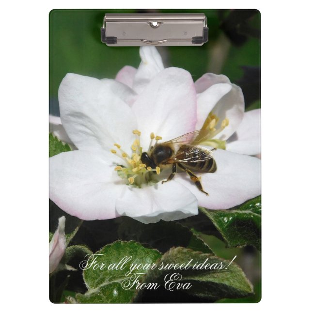 Porte-bloc Apple Blossom & Bee Macro Photo | Custom Clipboard (Devant)