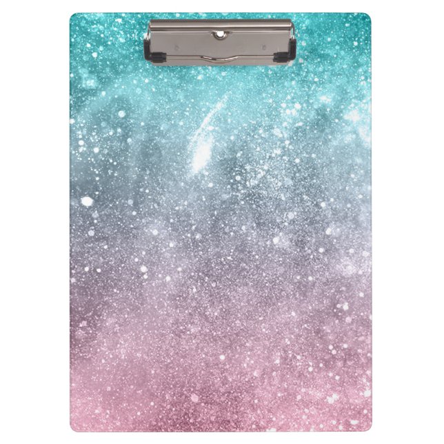 Porte-bloc Aqua blue Pink ombre mer galaxie abstraite (Devant)