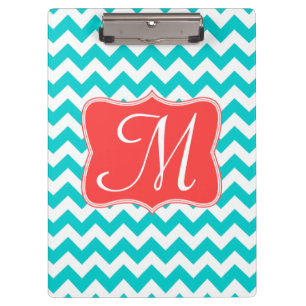 Porte-bloc Aqua Chevron Monogram Carte Clip Initiale