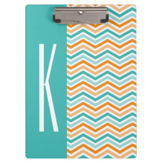 Porte-bloc Aqua Green & Orange Chevron Stripes
