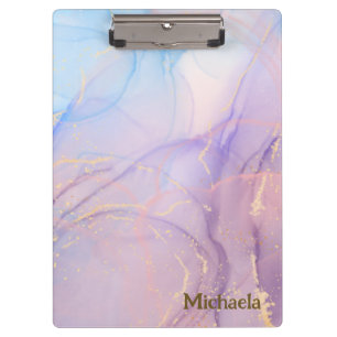 Porte-bloc Aquarelle bleu rose or