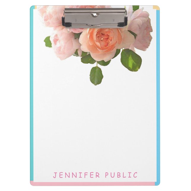 Porte-bloc Aquarelle bleu vert rose jaune Modèle floral (Devant)