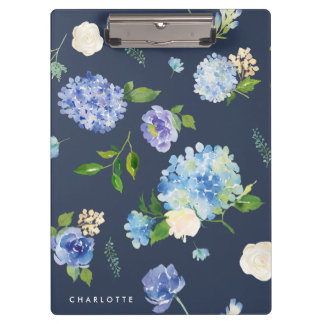 Porte-bloc Aquarelle bleu & violet Hydrangées personnalisées