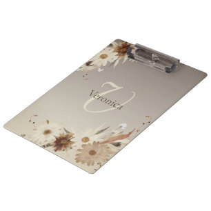 Porte-bloc Aquarelle d'automne Monogramme floral Personnalisé