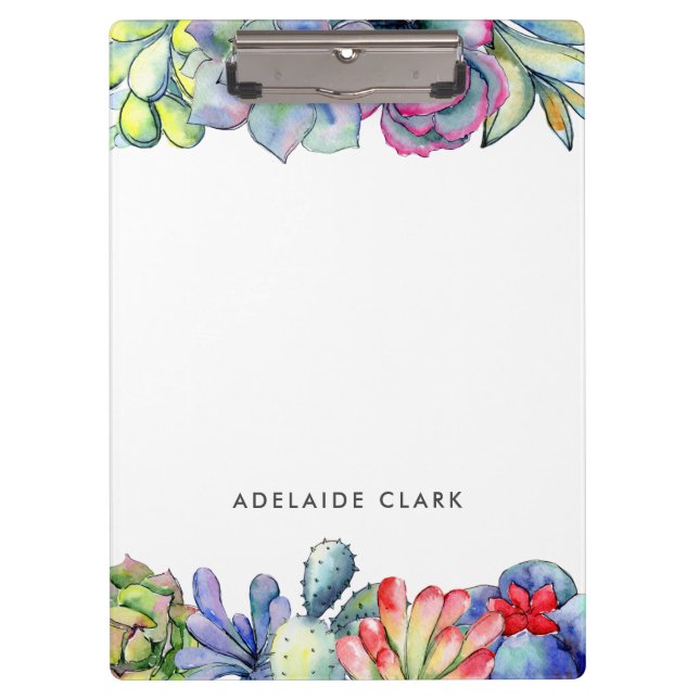 Porte-bloc Aquarelle de cactus succulent (Devant)