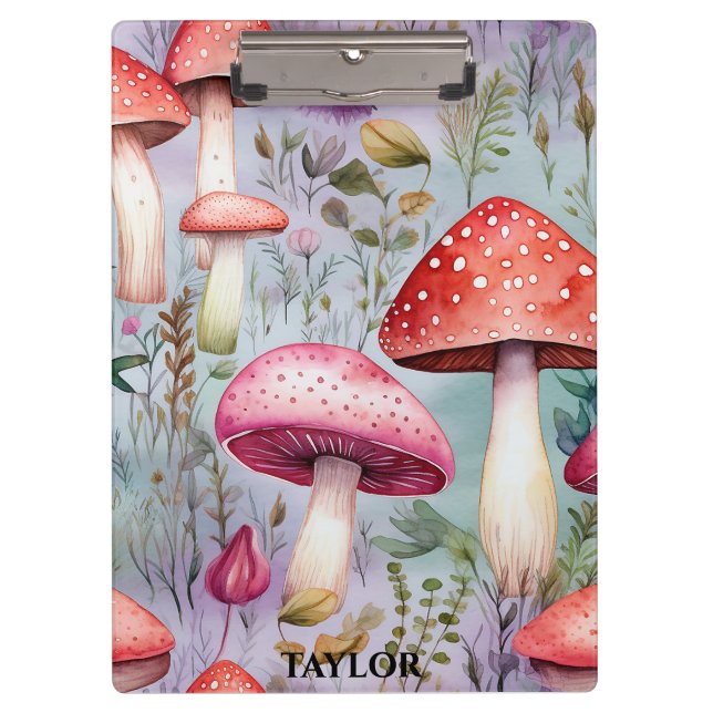 Porte-bloc Aquarelle de champignons mignons Forêt rustique (Devant)