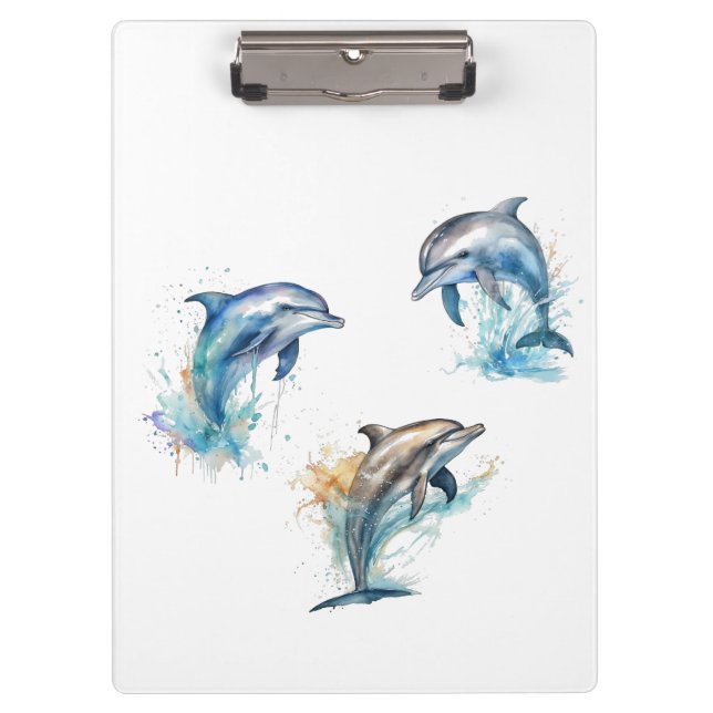 Porte-bloc Aquarelle Dolphin Trio (Devant)