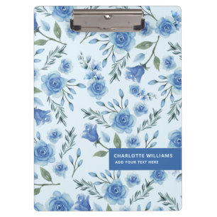 Porte-bloc Aquarelle élégante Bleu Motif Floral