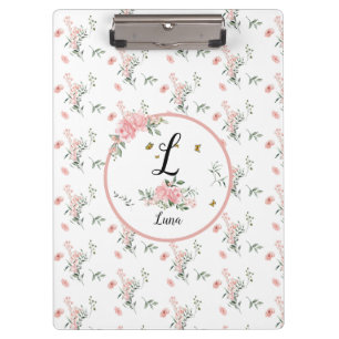 Porte-bloc Aquarelle Élégantes Roses Roses avec Papillons