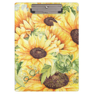 Porte-bloc Aquarelle Fleurs de soleil Jaunes Vert