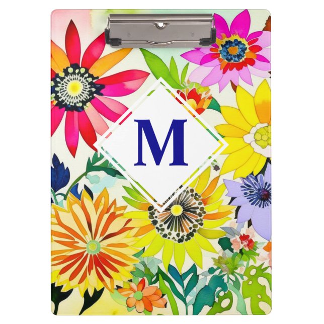 Porte-bloc Aquarelle Fleurs Monogrammes (Devant)