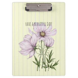 Porte-bloc Aquarelle florale en violet Artwork rétro strié