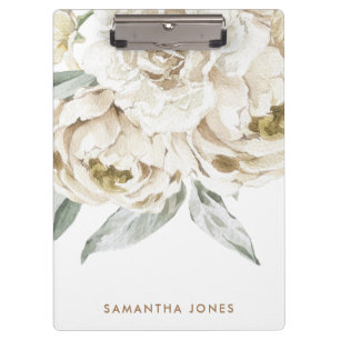 Porte-bloc Aquarelle florale minimaliste moderne Peonie blanc