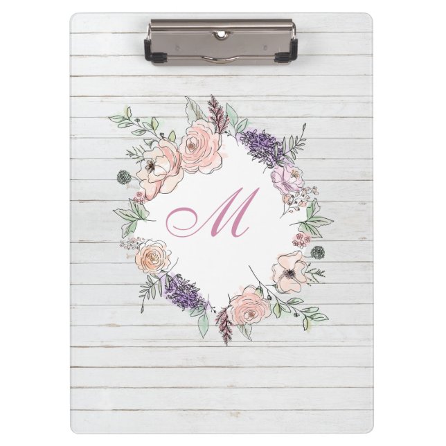 Porte-bloc Aquarelle florale moderne Bois blanc (Devant)