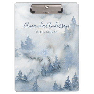 Porte-bloc Aquarelle Forêt rustique Nom personnalisé
