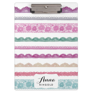 Porte-bloc Aquarelle Lace Ruban Girly Rainbow Peint