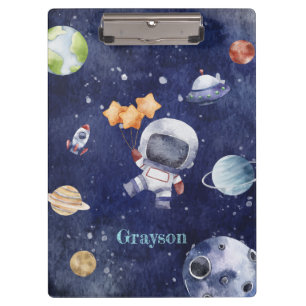 Porte-bloc Aquarelle personnalisée Astronaut Galaxy Planet