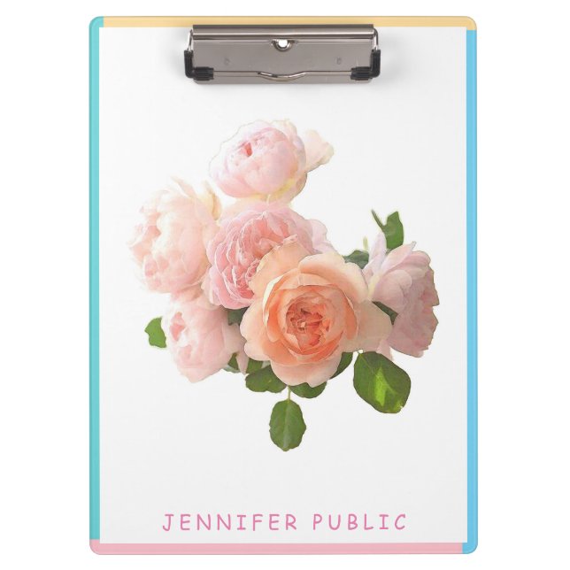 Porte-bloc Aquarelle Rose bleu vert rose Modèle jaune (Devant)