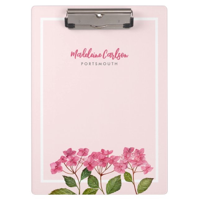 Porte-bloc Aquarelle rose Hydrangée Lacecaps Illustration (Devant)