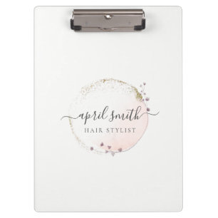 Porte-bloc Aquarelle rose pâle Or Cercle Floral