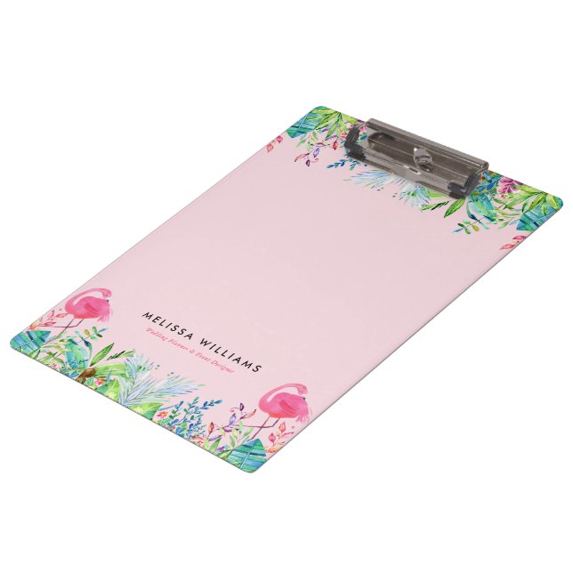 Porte-bloc Aquarelles Fleurs tropicales et flamants roses (Incliné)