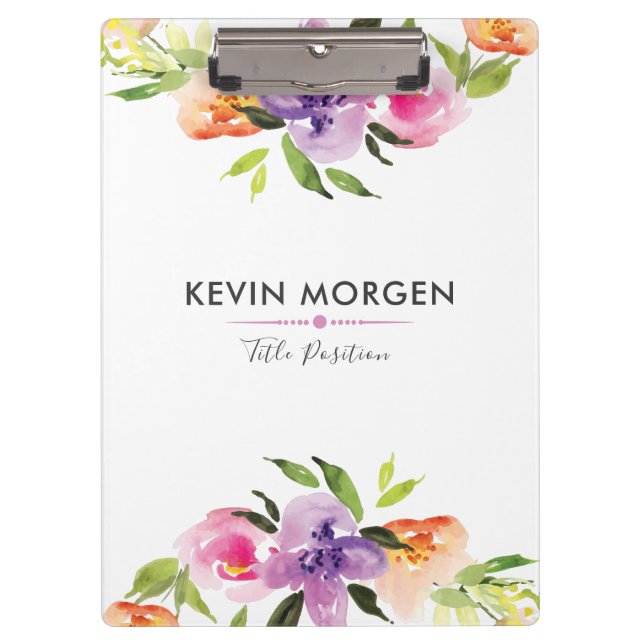 Porte-bloc Aquarelles modernes Fleurs Wreath (Devant)