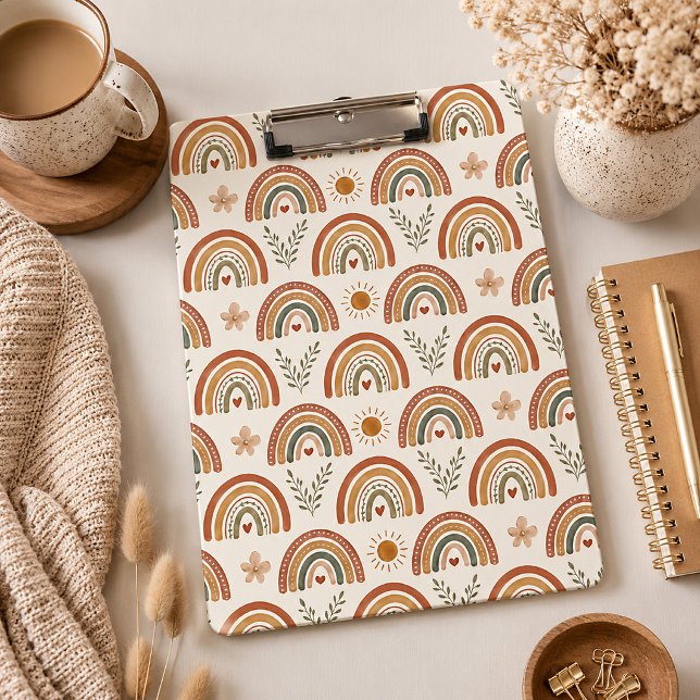 Porte-bloc Arc-en-ciel aquarelle bohème chaleureux (Watercolor Boho Rainbow Clipboard )