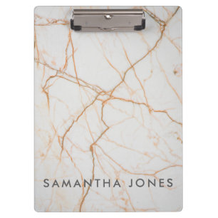 Porte-bloc Architecturale Texture marbre blanc or