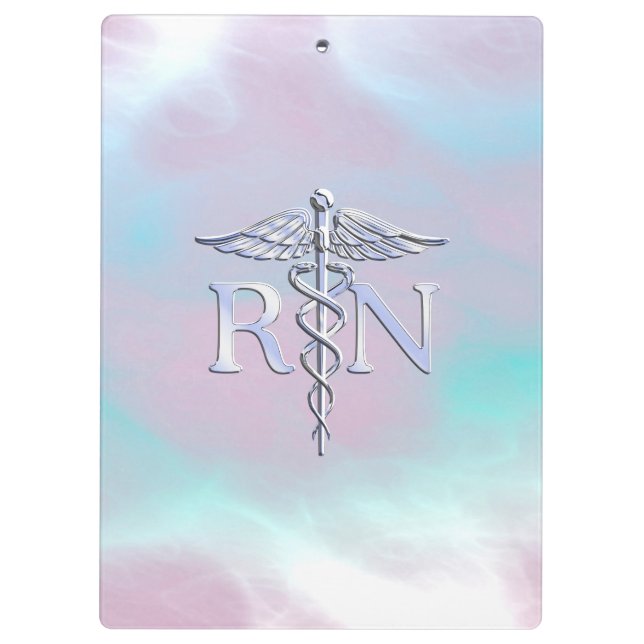 Porte-bloc Argent comme RN Caduceus Médicale Mère Pearl (Dos)